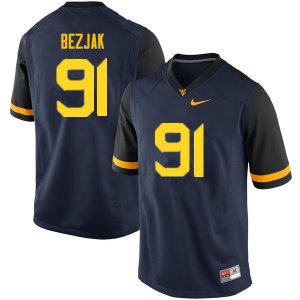 Men's West Virginia Mountaineers NCAA #91 Matt Bezjak Navy Authentic Nike Stitched College Football Jersey GV15D15EV